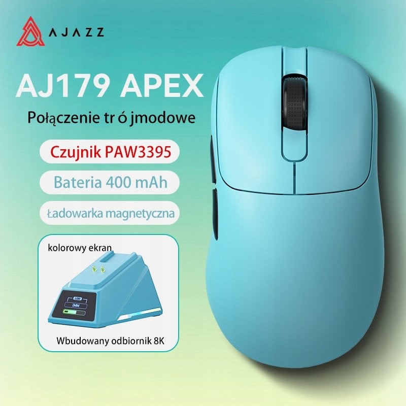 Mysz bezprzewodowa AJ179 APEX -3 Model-Blue-3950-8K Charging Dock