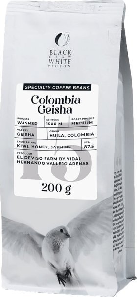 Specialty coffee beans Black Crow White Pigeon Colombia Geisha, 200 g