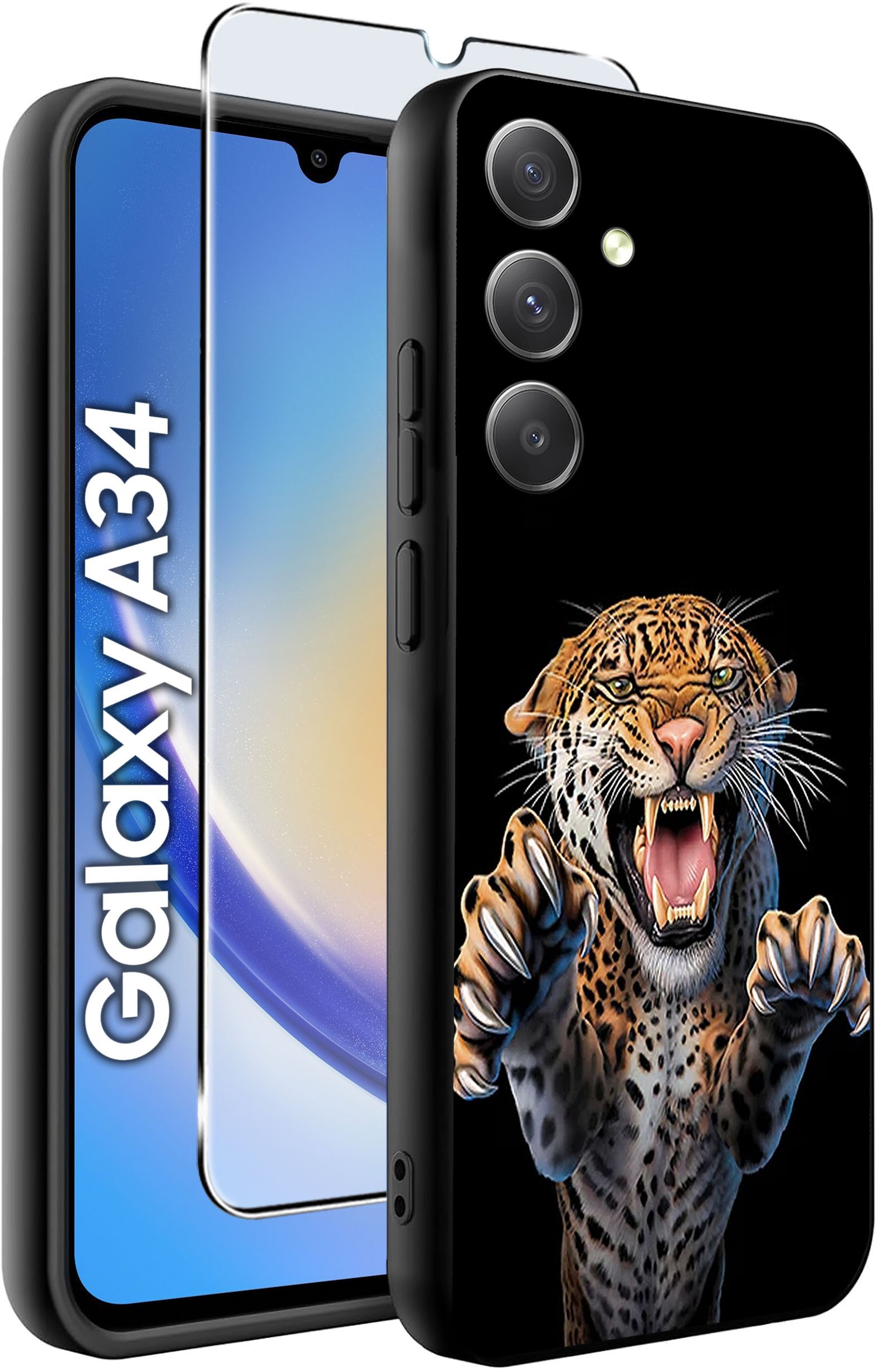 ETUI do Samsung A34 5G WZORY | SILIKONOWE MATT CASE + SZKŁO 9H