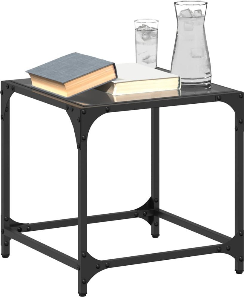 vidaXL Stoliki kawowe z czarnym, szklanym blatem, 2 szt., 40x40x40 cm