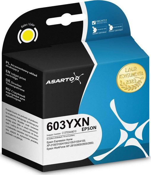 Tusz Asarto Tusz Asarto do Epson 603YXN | C13T03A44010 | 350 str. | yellow