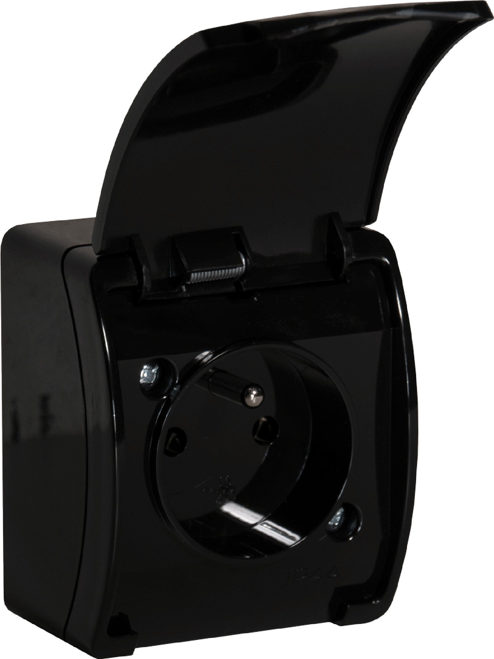 Orno Gniazdo pojedyncze 2P+Z AQUATIC, IP44, czarne, 10 szt.