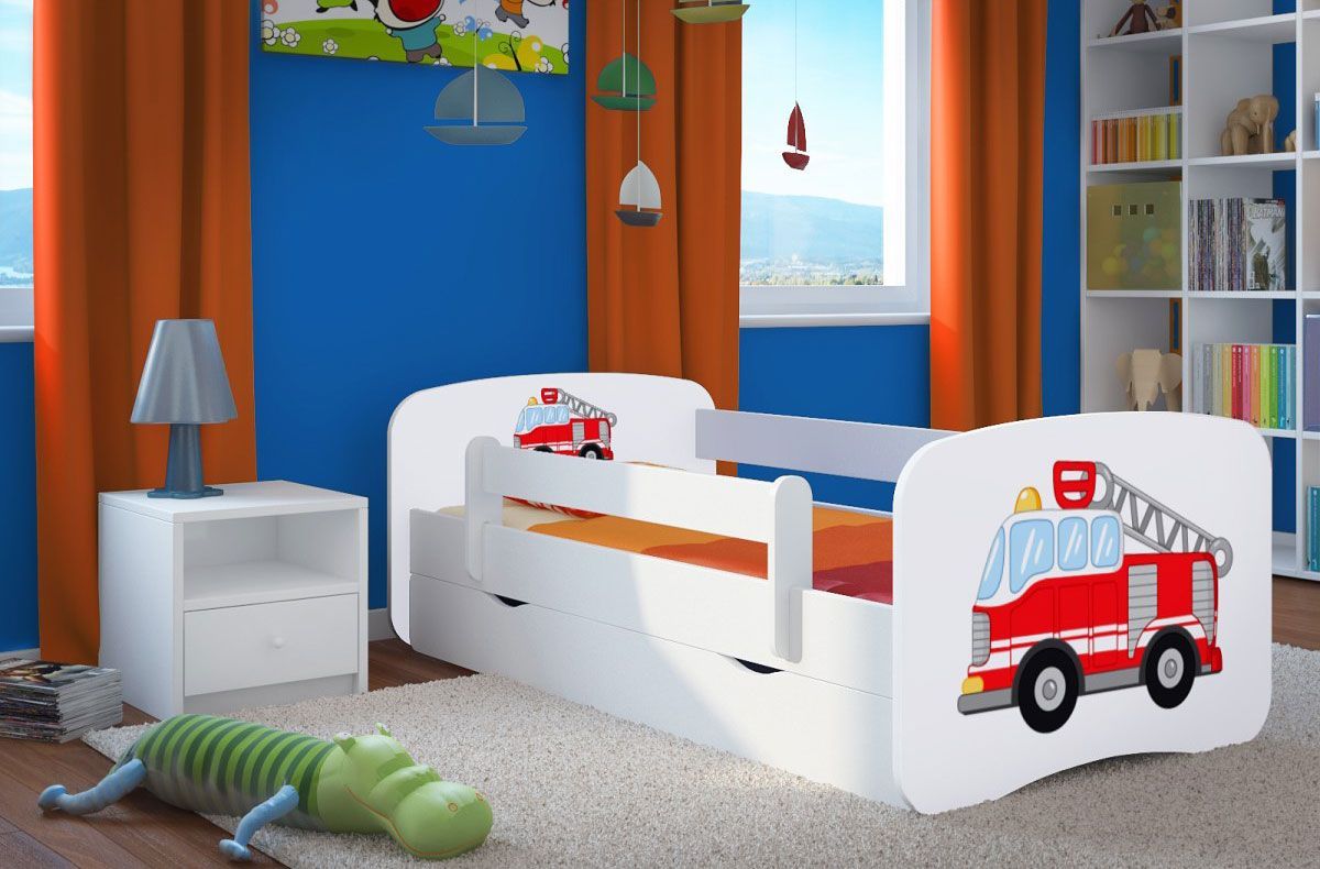 Elior Łóżko dla chłopca z materacem Happy 2X mix 70x140 - białe