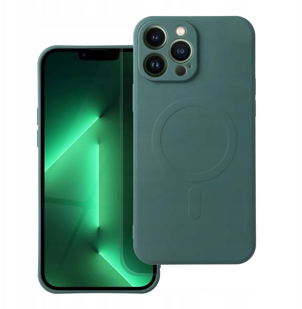 Futerał SILICONE MAG COVER kompatybilny z MagSafe do SAMSUNG S25 zielony