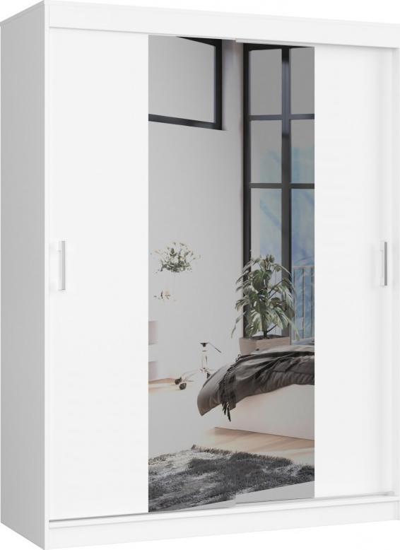 Fabryka Mebli Akord SZAFA PRZESUWNA 150 cm CLP Z LUSTREM BIAŁA