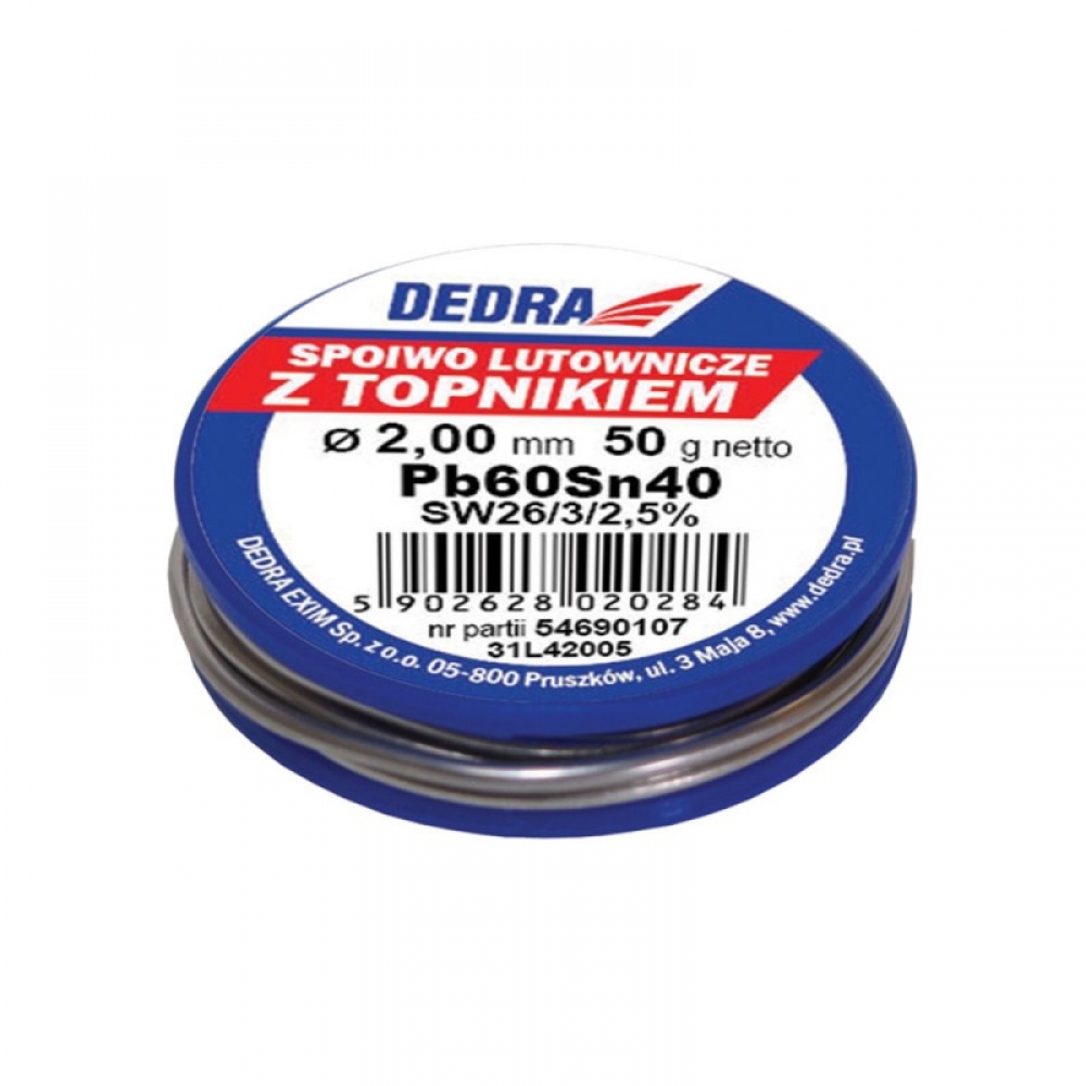 Dedra Lut z topnikiem Pb60Sn40 2mm 50g - 31L42005