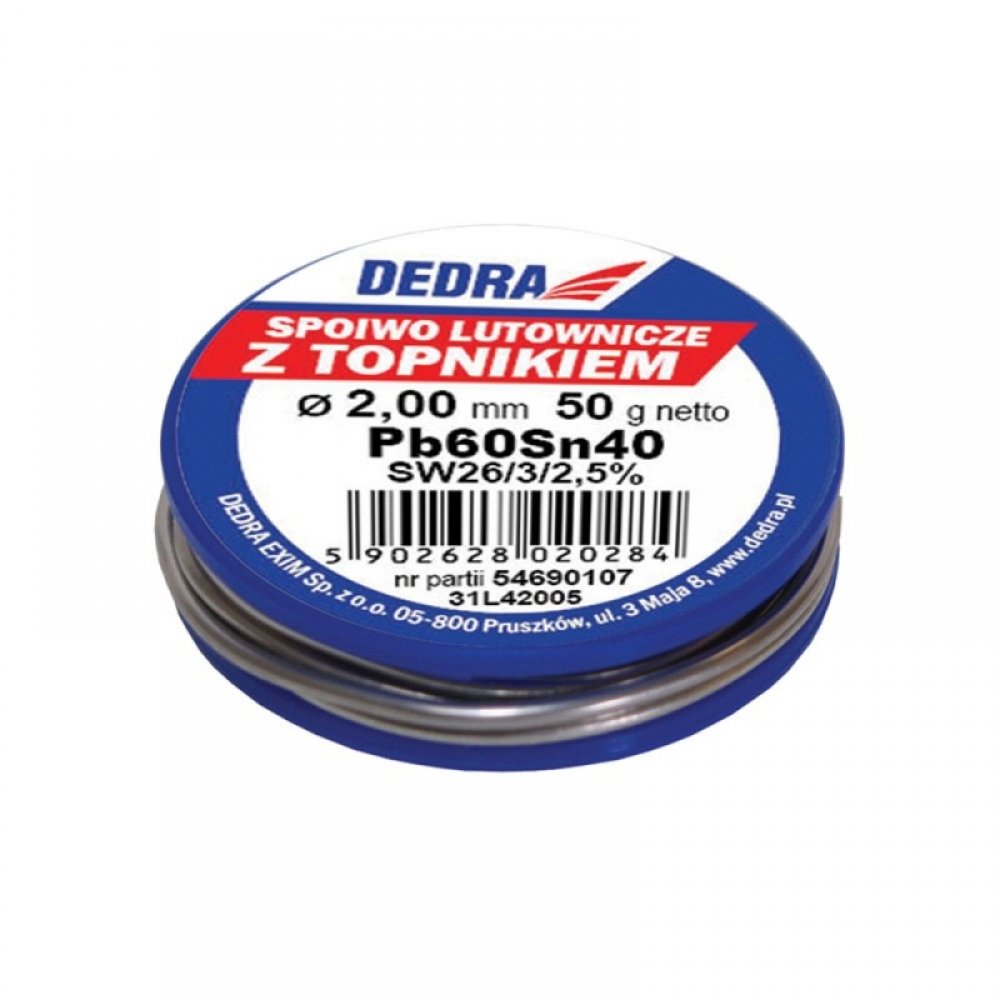 Dedra Lut z topnikiem Pb60Sn40 2mm 50g - 31L42005