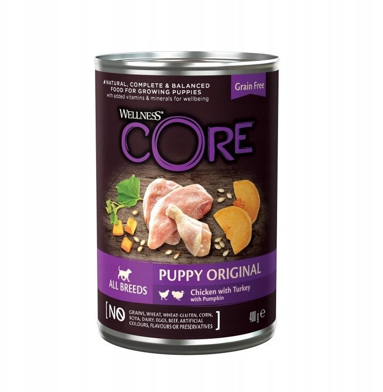 Core Puppy Original, karma mokra, dla szczeni�t, kurczak, indyk i dynia, 400g, puszka