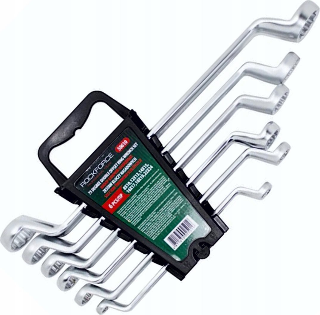 Rockforce Zestaw kluczy oczkowych odgiętych 6el. 8-24 mm CrV