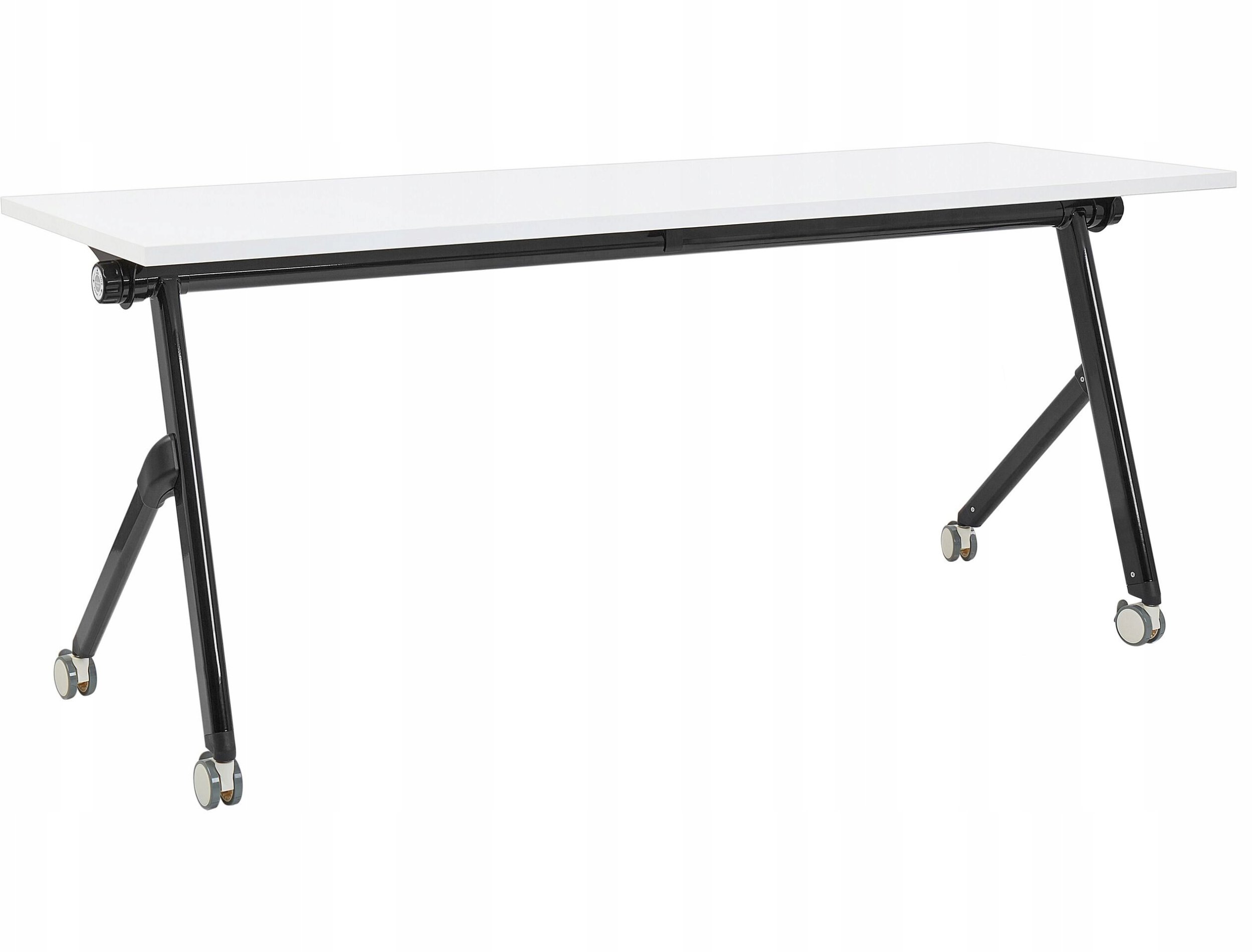 Biurko składane z kółkami 180 x 60 cm białe z czarnym BENDI