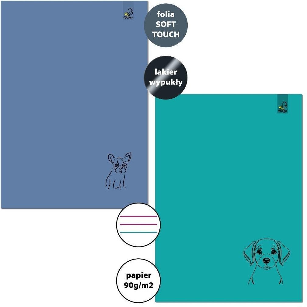 Zeszyt A4/32K 3-linie kolor 90g Psy (6szt)