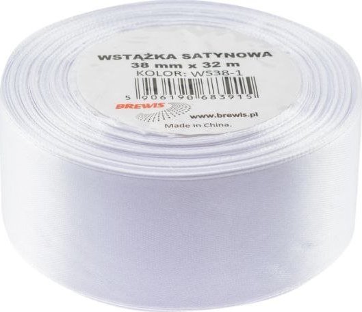 BREWIS Wstążka satynowa biała 38 mmx32m