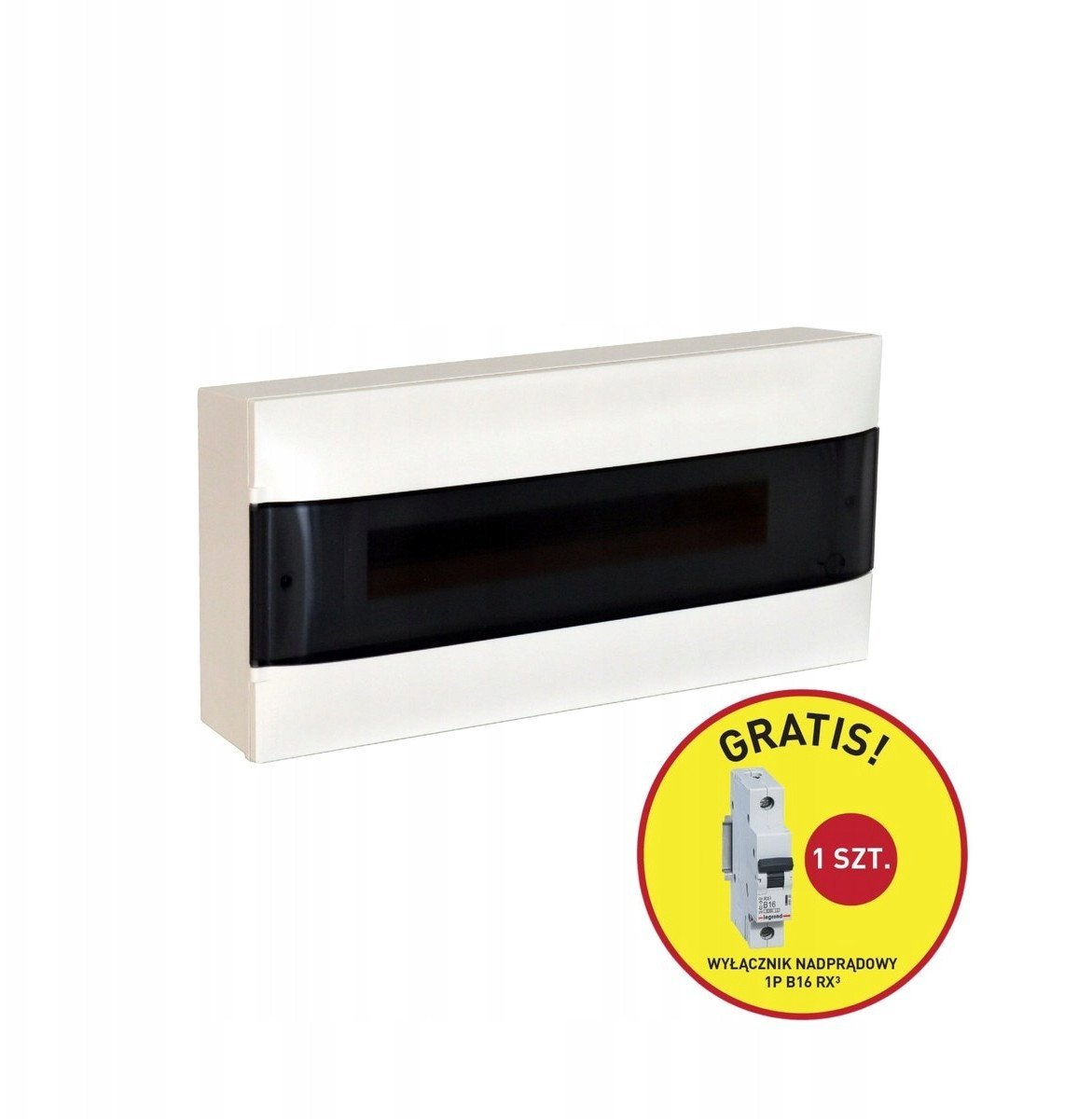 Rozdzielnica modułowa Legrand Practibox S 137435P natynkowa 1x22 modułów IP40 drzwi przezroczyste + wyłącznik nadprądowy 1P B16 RX3 ( 1 szt.)