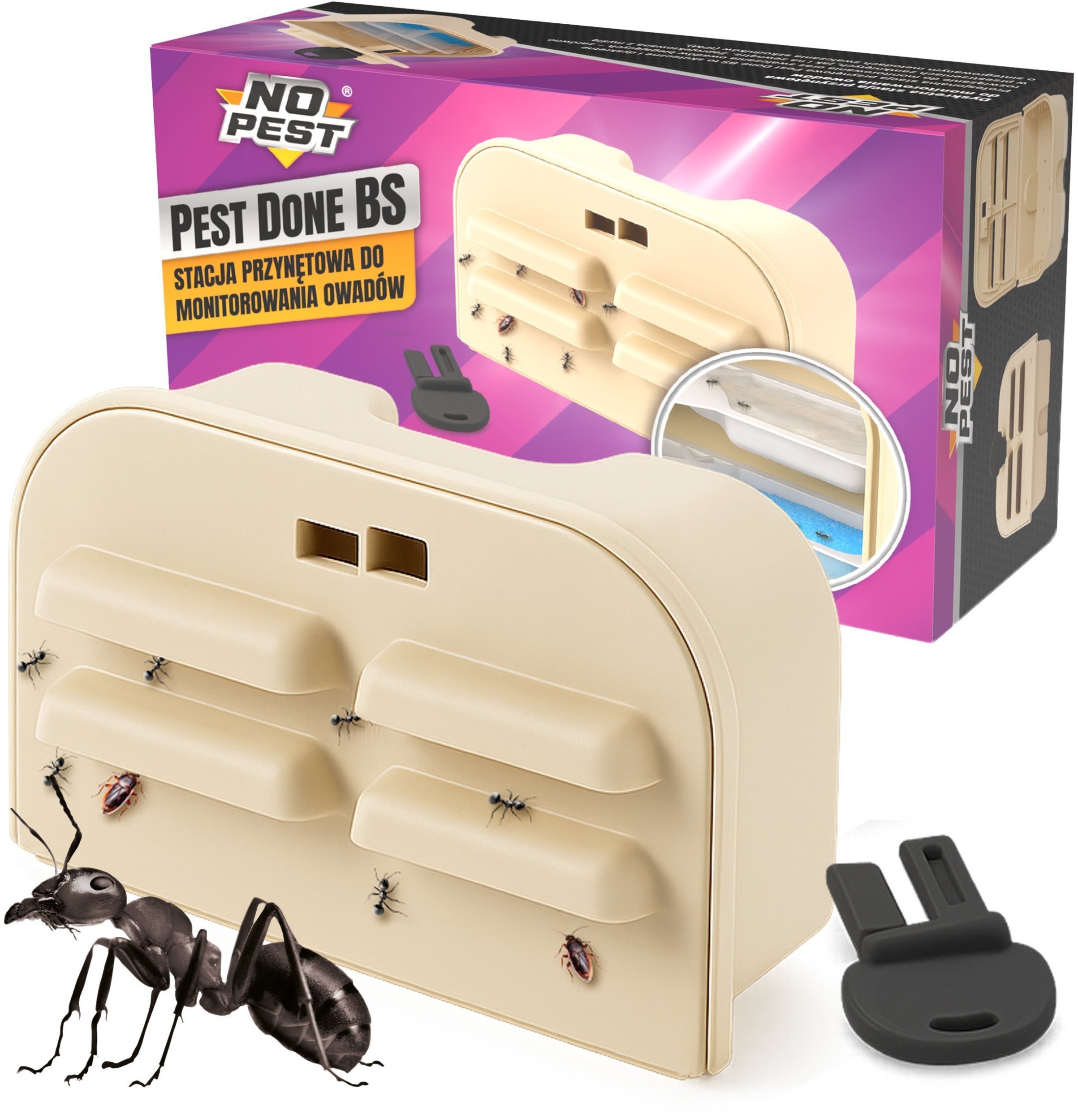 Stacja Przynętowa Karmnik na Trutkę Żel Proszek Płyn Granulat i Inne Środki na Owady "Pest Done BS" + Tacki do Czyszczenia