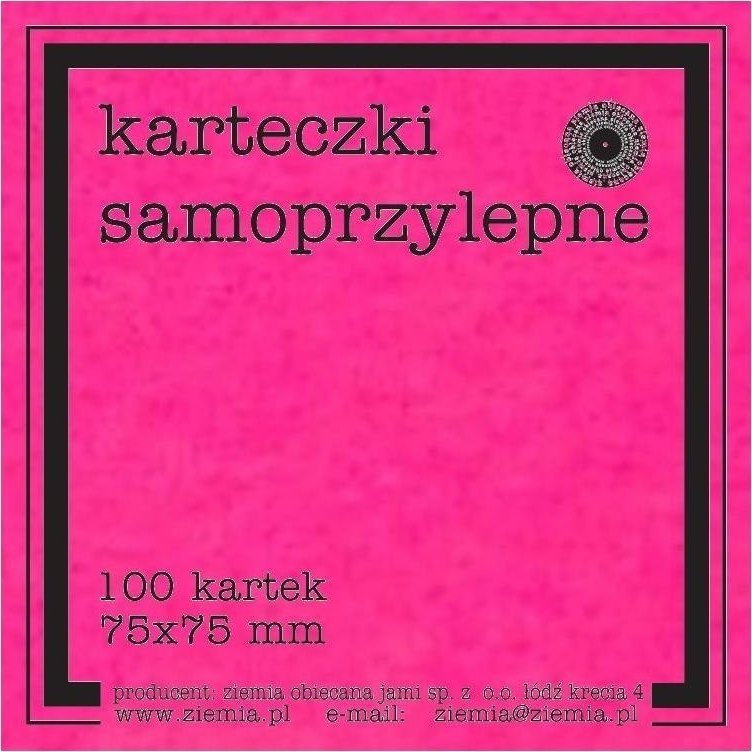Ziemia Obiecana Karteczki samoprzylepne Fluo 75x75mm 100K róż