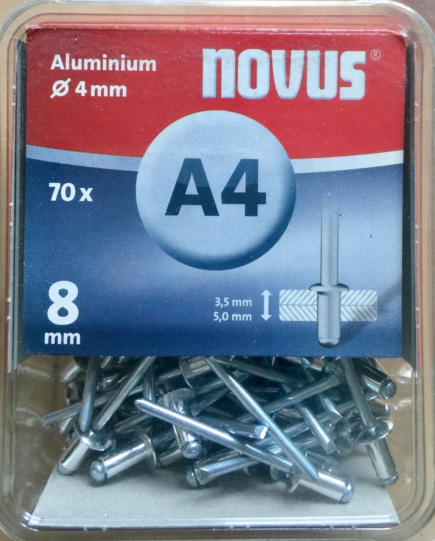 Novus Nity aluminiowe A4/8 NOVUS [70 szt.]
