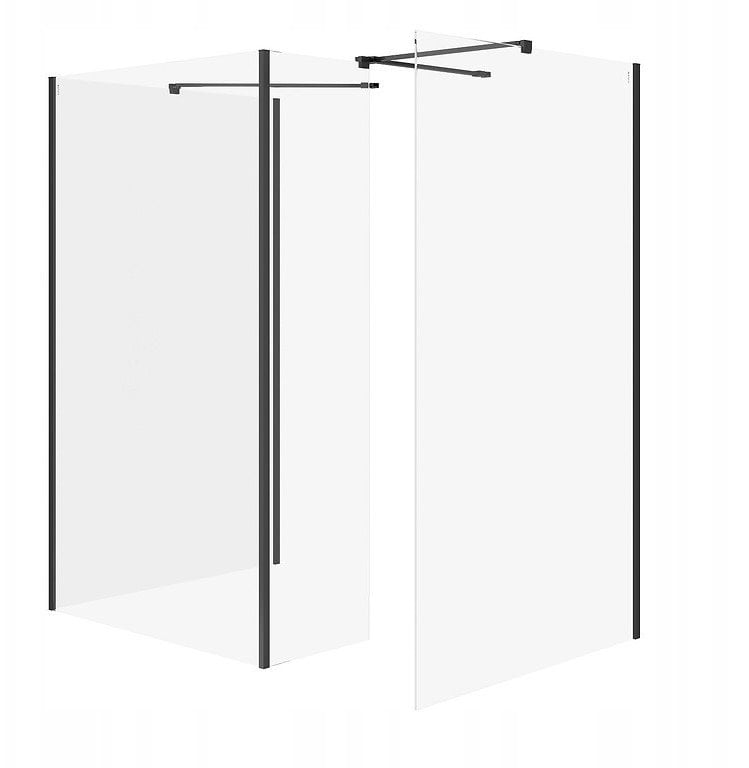 Cersanit (kabiny walk-in) SET B807: Kabina walk-in MILLE ścianka stała czarny 90x90x90x30x200 (S601-194)
