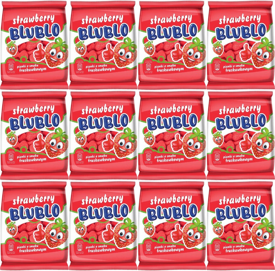 Blublo Żelki pianki o smaku truskawkowym 80 g x 12 sztuk