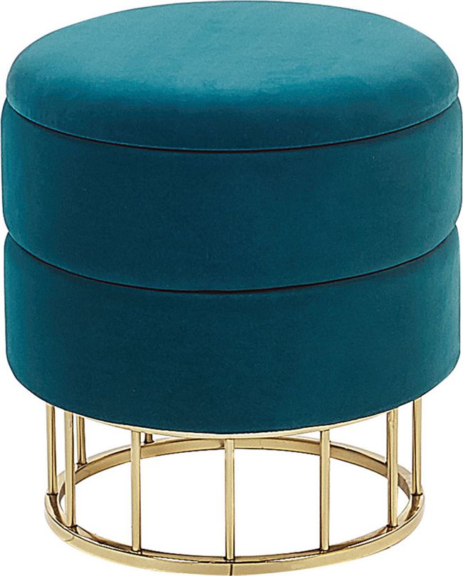 Beliani Puf ze schowkiem 37 cm niebieski ELGIN