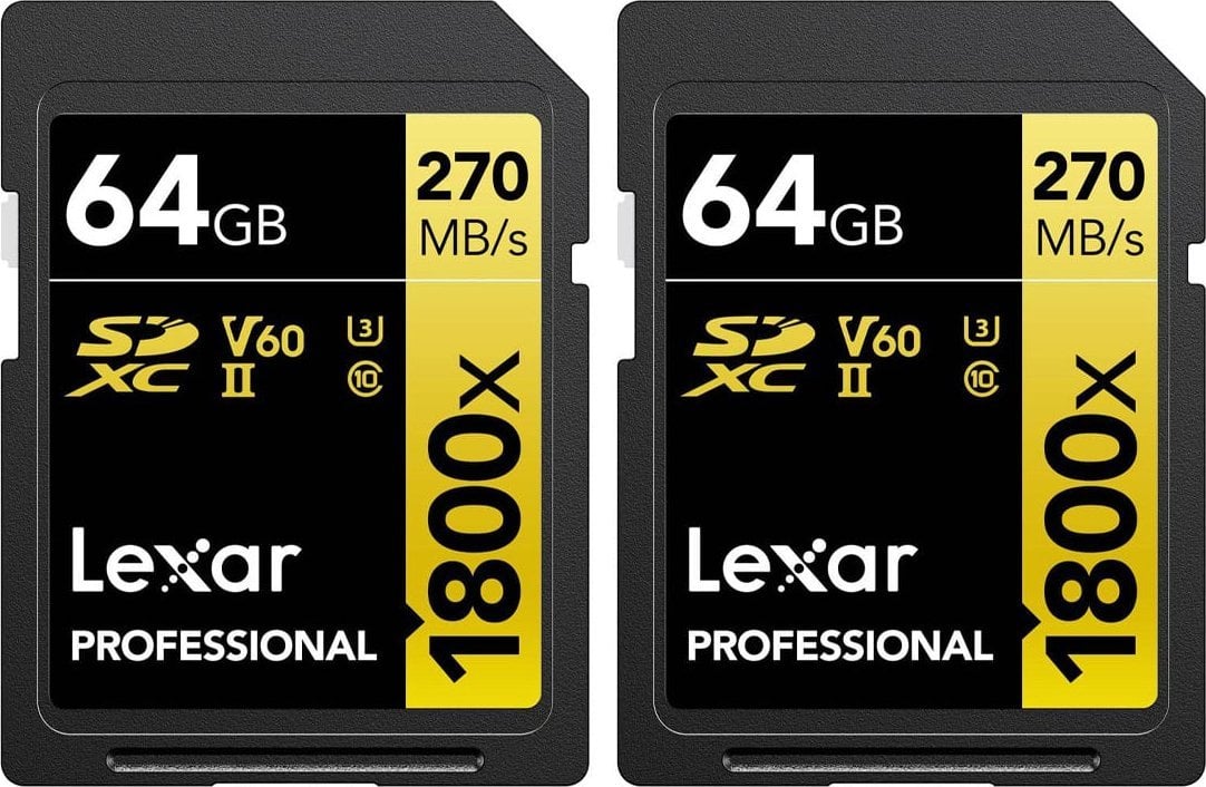 Karta Lexar Professional 1800x SDXC 64 GB + 64 GB Class 10 UHS-II/U3 V60 (LSD1800064G-B2NNU)