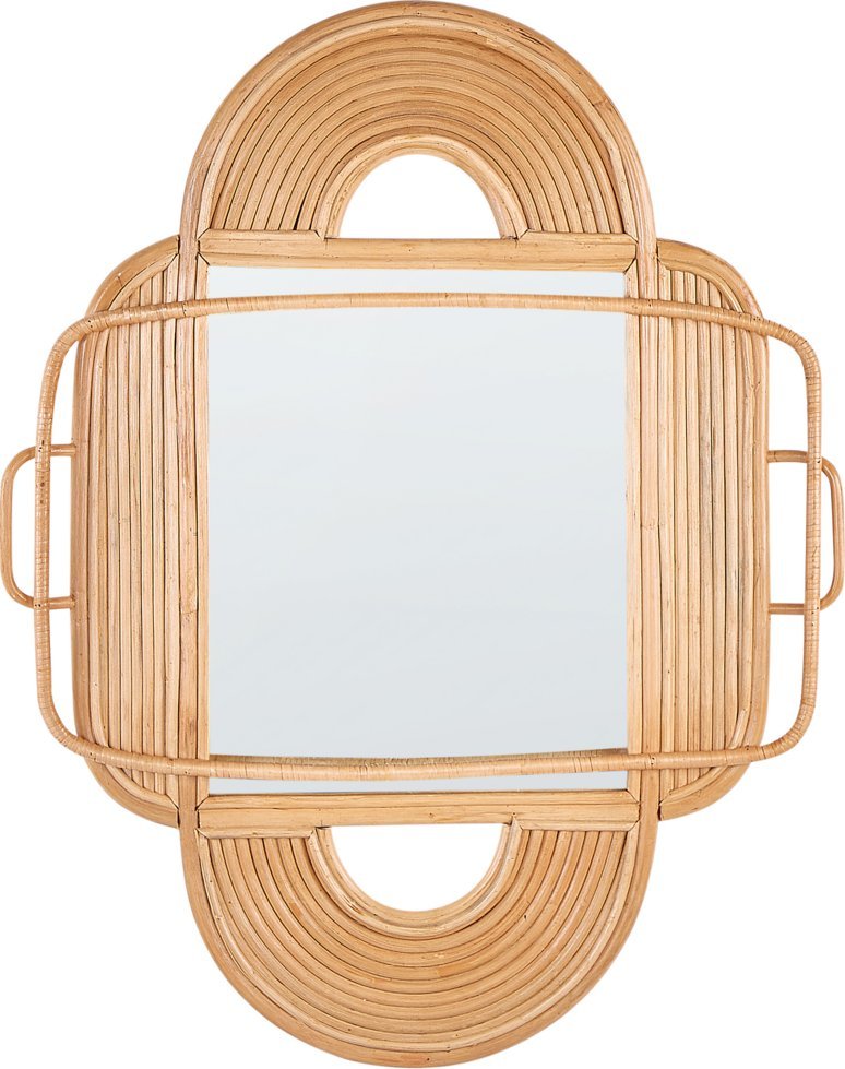 Beliani Rattanowe lustro ścienne 70 x 90 cm jasne ALCORN