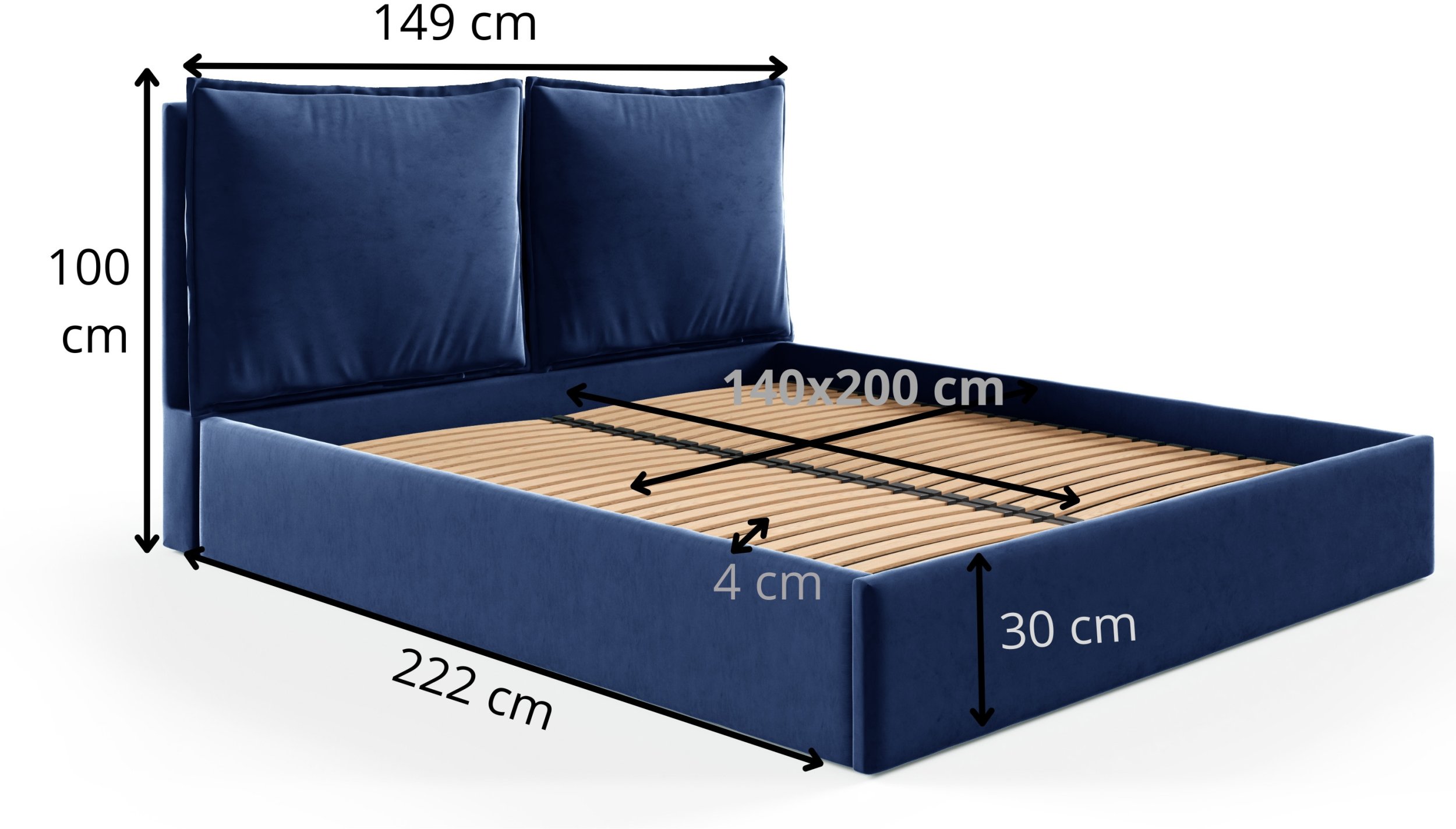 Łóżko GLAM II 140x200 drewniany stelaż PRODUCENT riviera 81