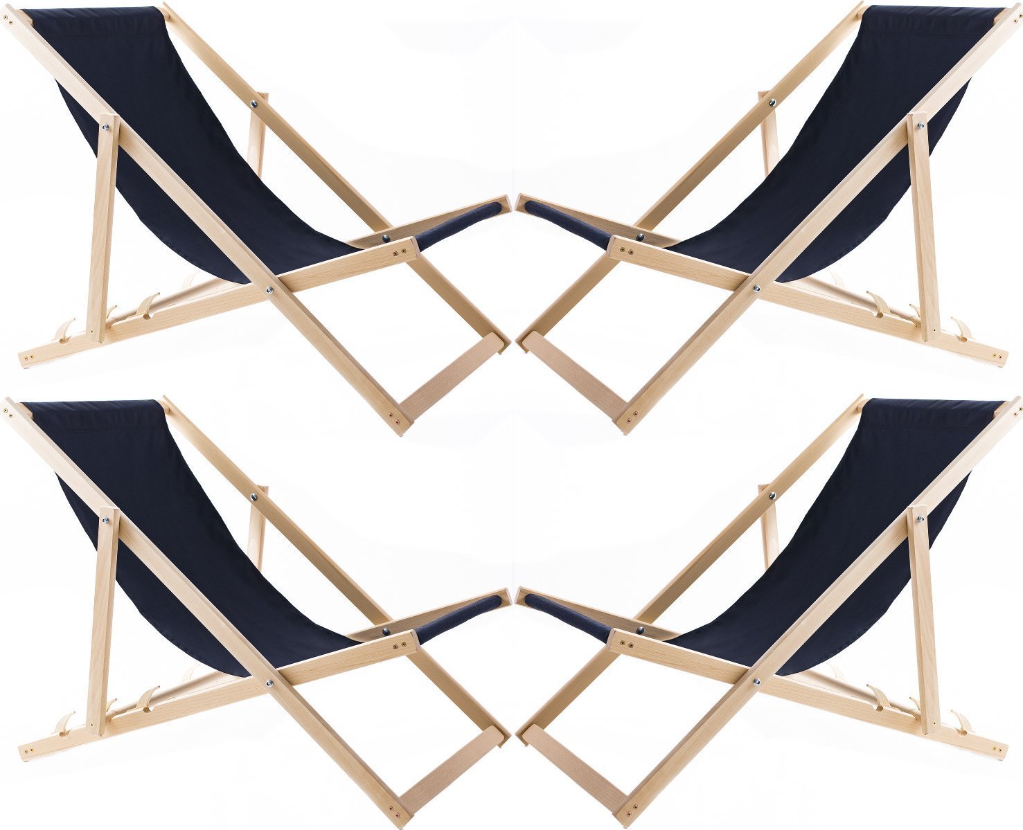 Zestaw 4 lezaków, granat, zmontowany, Woodok