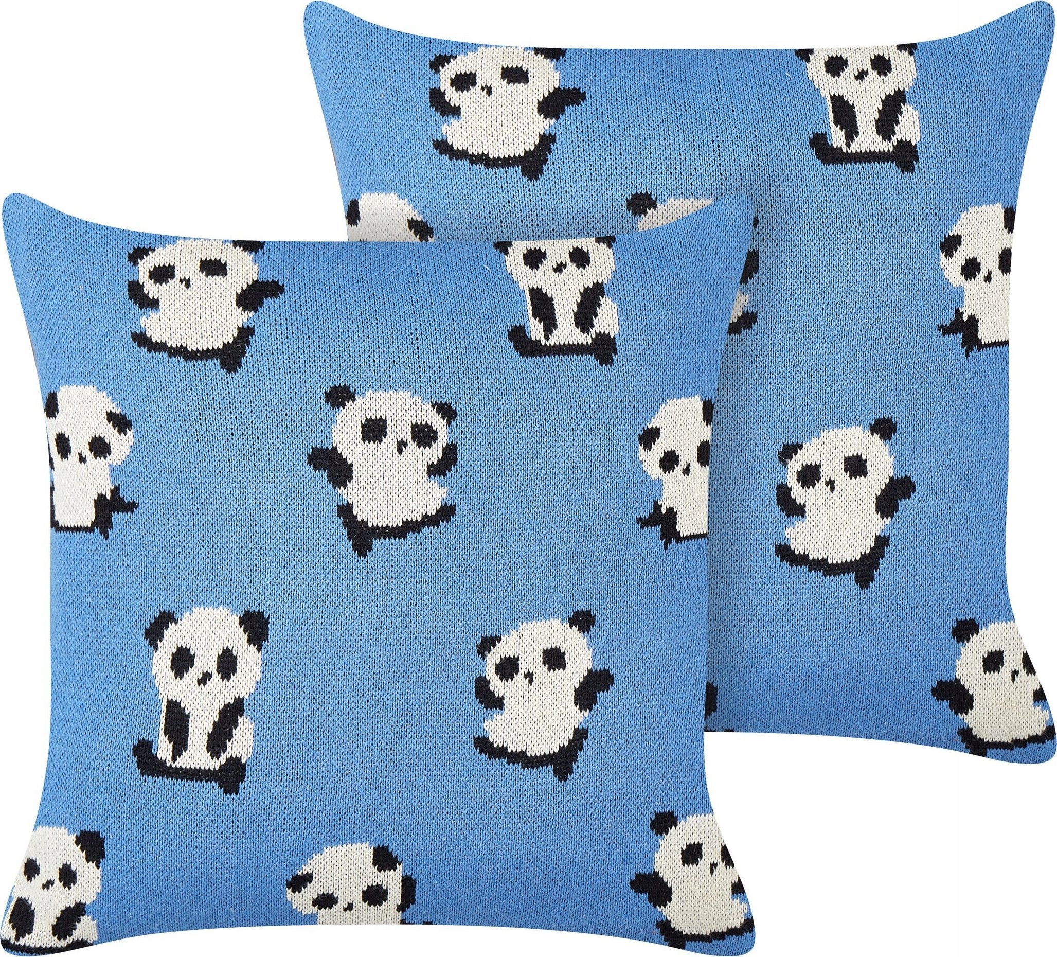 Beliani 2 poduszki dla dzieci bawełniane w pandy 45 x 45 cm niebieskie TALOKAN