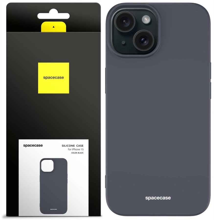 SpaceCase Etui Silicone Case iPhone 15 black standard