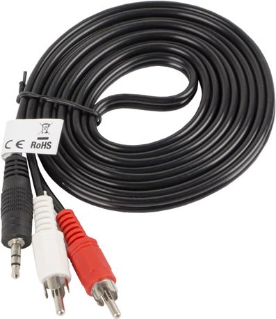 Kabel Lanberg Jack 3.5mm - RCA (Cinch) x2 2m czarny (CA-MJRC-10CC-0025-BK)