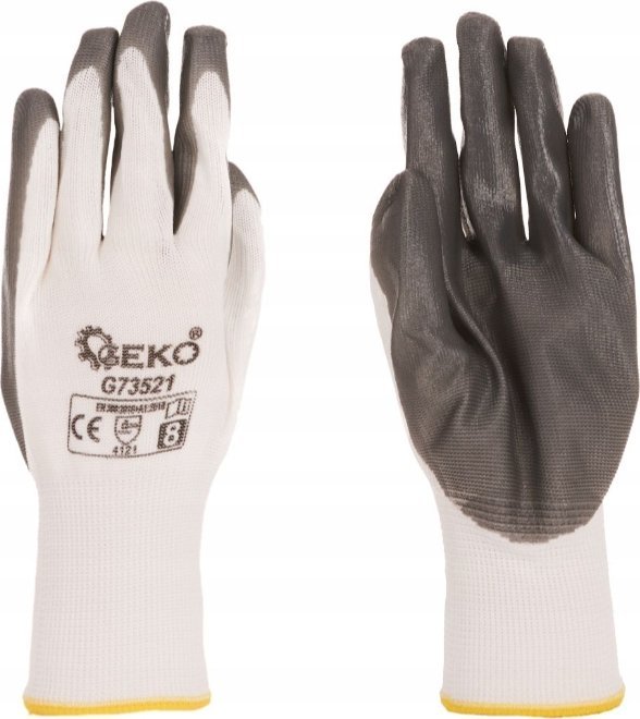Geko Rękawice ochronne GEKO r.8/biało-szare/ (12/300)