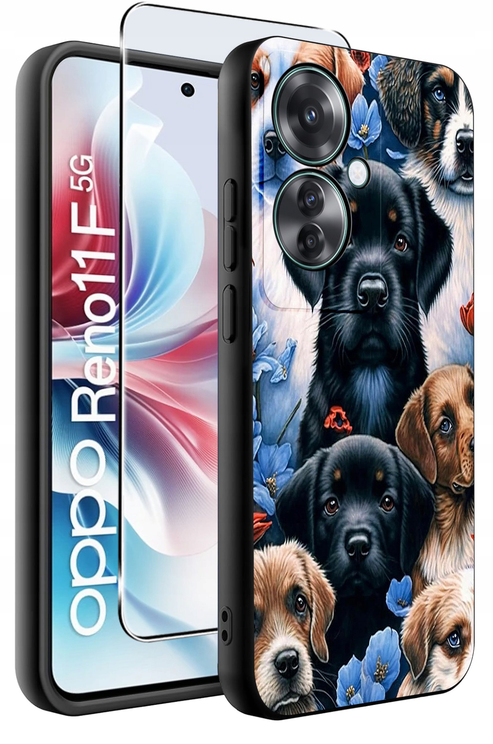 ETUI do Oppo Reno11 F 5G WZORY | SILIKONOWE MATT CASE + SZKŁO HARTOWANE 9H
