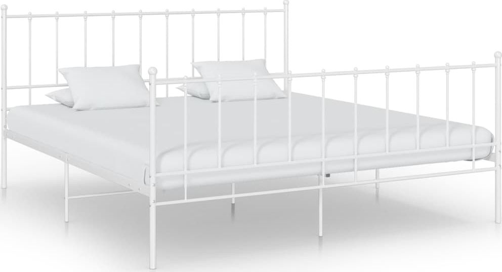 vidaXL Rama łóżka, biała, metalowa, 140 x 200 cm
