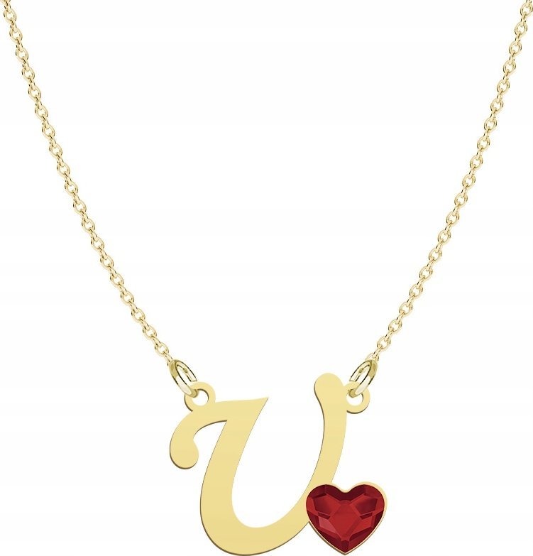 Radziszewska Jewellery Pozłacany Naszyjnik LITERA U z sercem DEDYKACJA
