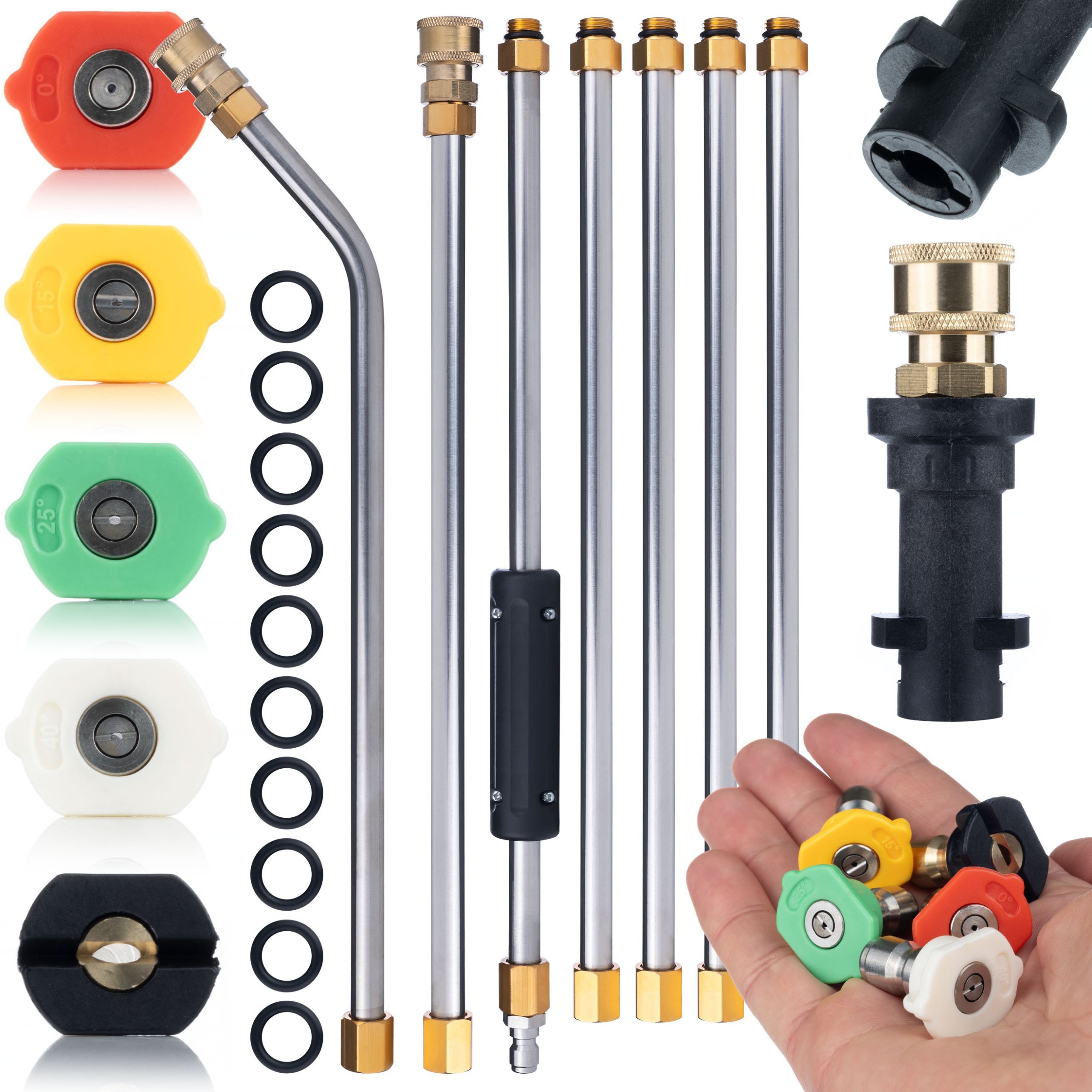 ZESTAW KOMPLET 7 LANC PRZEDŁUŻKA DO KARCHER LANCA 2,6M 1/4 ZAGIĘTA DYSZE