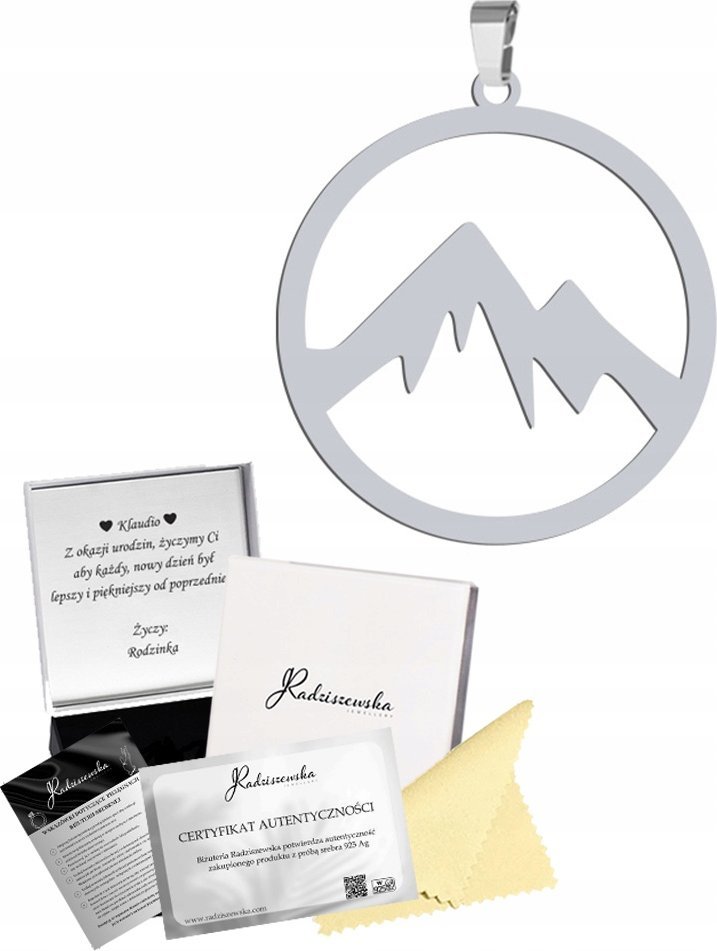 Radziszewska Jewellery Zawieszka Srebrna GÓRY Wisiorek Prezent 925 Biżuteria GRAWER DEDYKACJA