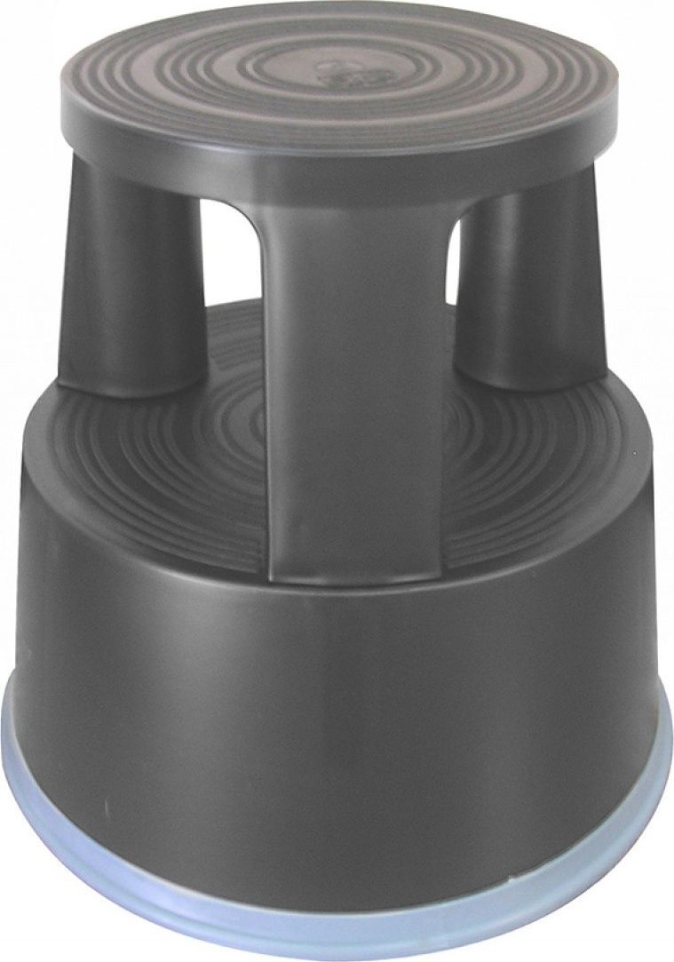 Q-Connect Taboret biurowy, mobilny, plastikowy, ciemnoszary