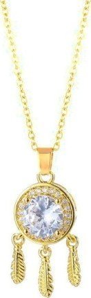 OTIEN Naszyjnik złoty łapacz snów cyrkonie stal chirurgiczna