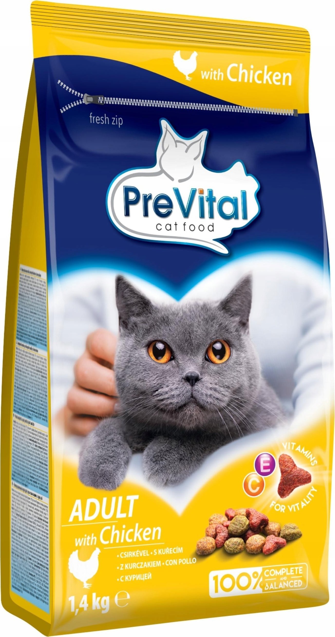 PREVITAL - Z kurczakiem - Pełnoporcjowa karma dla dorosłych kotów - karma sucha - 1,4kg
