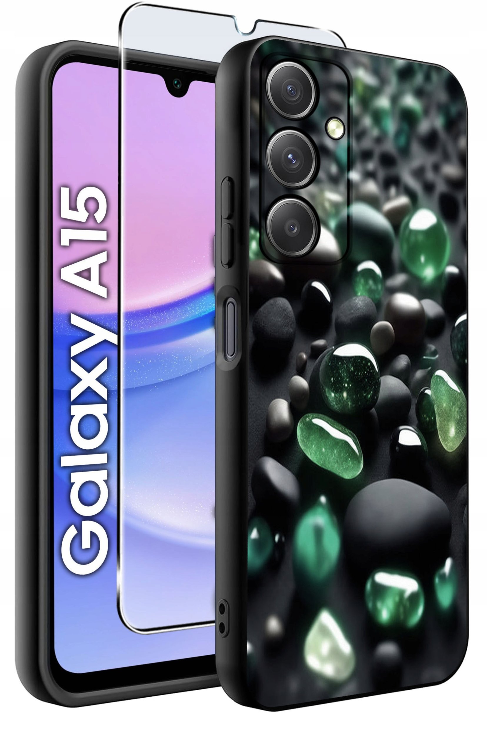 ETUI do Samsung A15 4G | 15 5G WZORY | SILIKONOWE MATT CASE + SZKŁO 9H