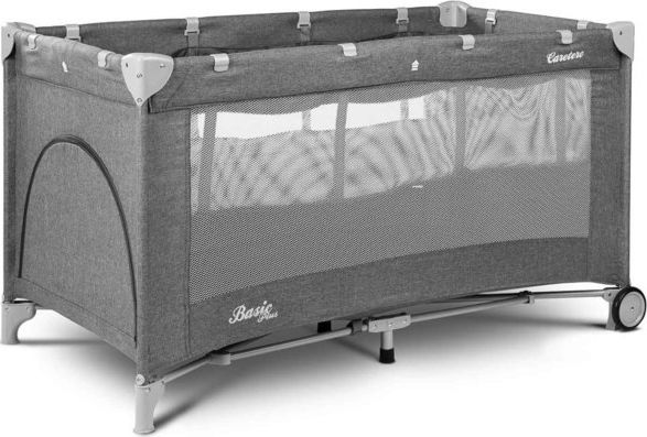 Caretero Łóżeczko turystyczne BASIC PLUS kojec + torba - grafitowe
