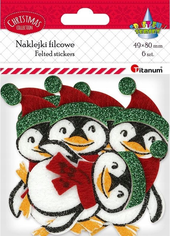 Craft with Fun Naklejki filcowe 3D pingwiny 6szt