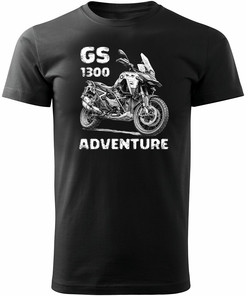 Koszulka motocyklowa z motocyklem na motor BMW GS R 1300 Adventure męska czarna REGULAR S