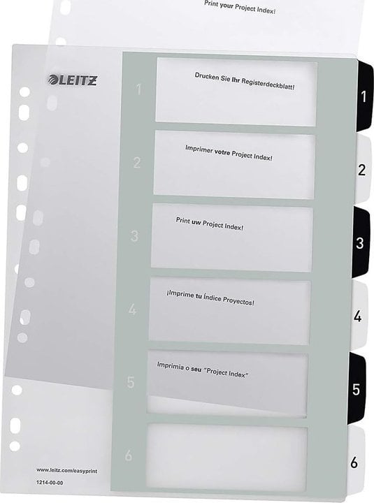 Leitz Przekładki PP Leitz Wow A4 Maxi A4 1-6 (do nadruku) biało-czarne -