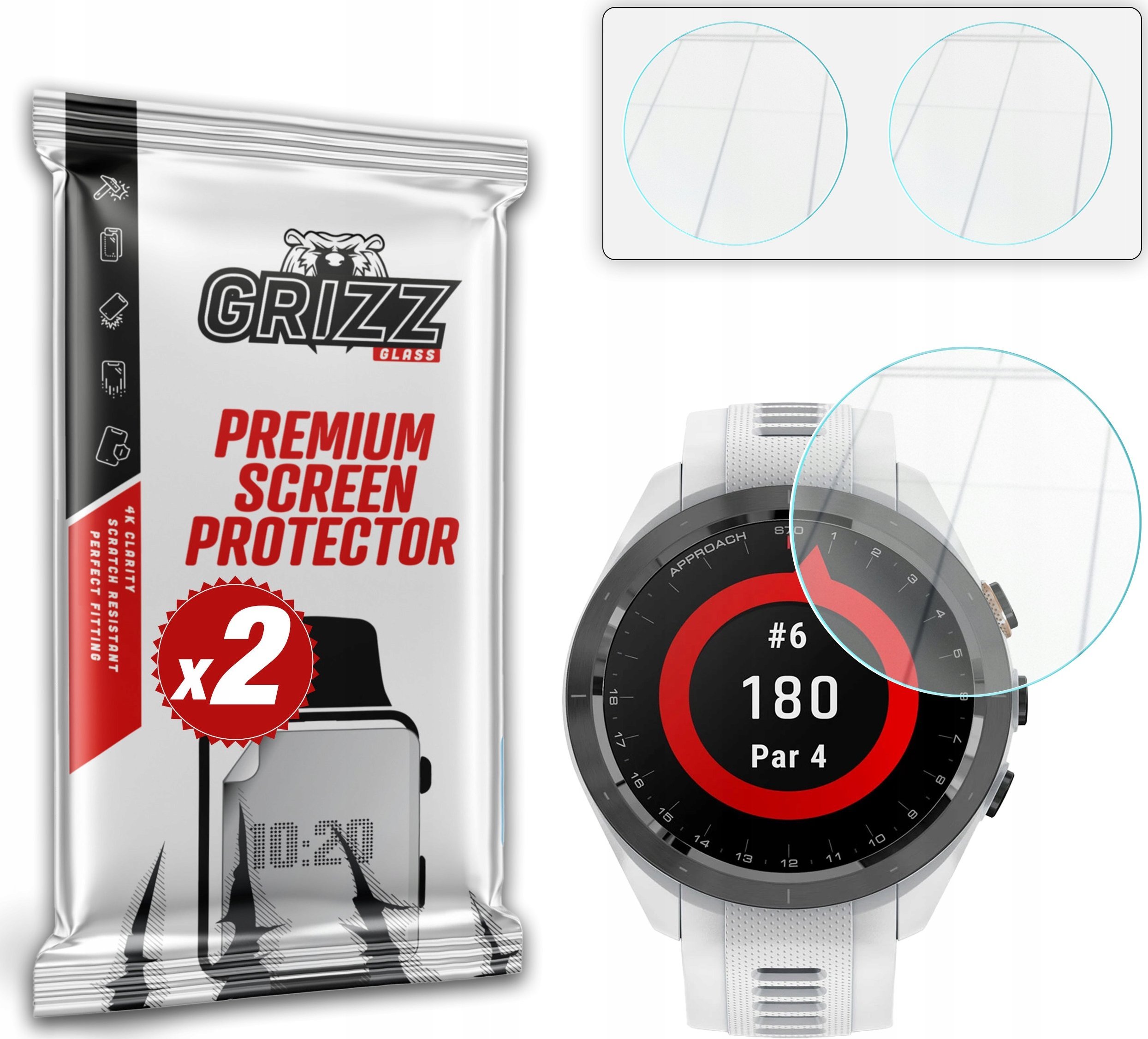 Szkło hybrydowe GrizzGlass HybridGlass do Garmin Approach S70 42mm