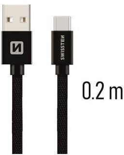 Swissten Textile Universal Quick Charge 3.1 USB-C Data and Charging Cable 20 cm