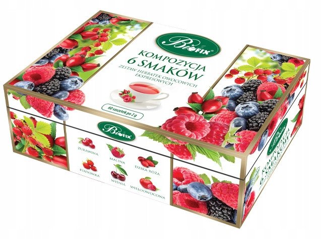 BIO-ACTIVE Zestaw herbatek owocowych - Kompozycja 6 smaków - łącznie 60 saszetek