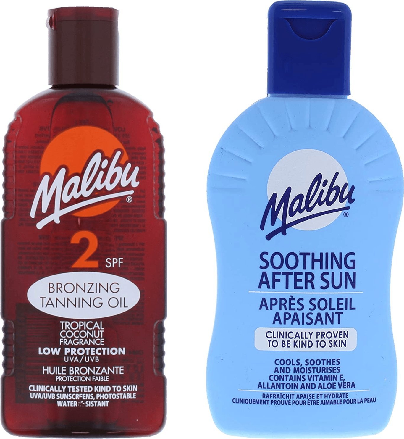 Malibu Malibu Olejek Do Opalania SPF2 200ml + Balsam Po Opalaniu 200ml