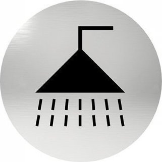 UN OZNACZENIE OKRÄGÅE PRYSZNIC, KLEJONE STAL NIERDZEWNA