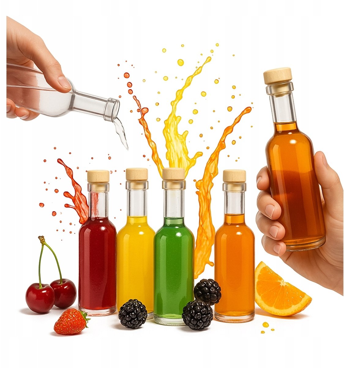 5x Butelki FUTURA 100ml Z KORKIEM Na Nalewki Wino Likier BUTELKA SZKLANA